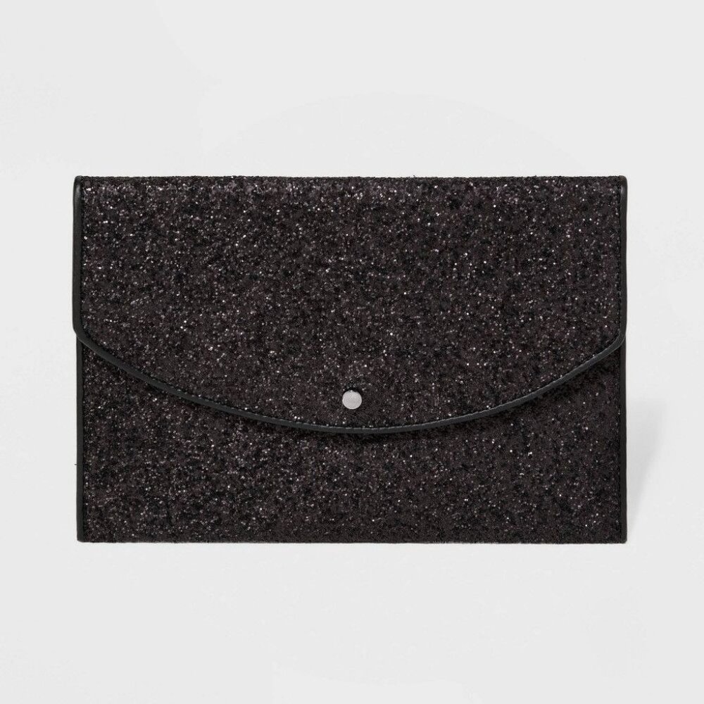 Magnetic Closure Glitter Clutch - a New Day Black